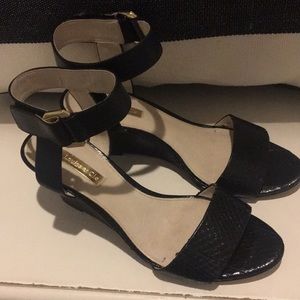 Louise et Cie black open toe wedges — worn once